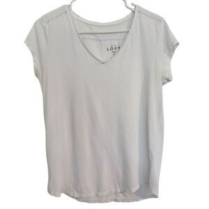 LOFT Women's Size MEDIUM Pima Cotton Modal Blend Tee Shirt Short Sleeve White